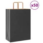 vidaXL Papieren zakken 50 st met hengsels 32x17x44 cm zwart, Diversen, Verzenden, Nieuw
