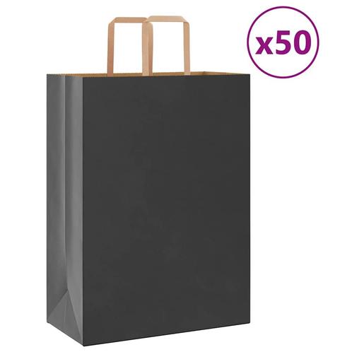 vidaXL Papieren zakken 50 st met hengsels 32x17x44 cm zwart, Diversen, Cadeauverpakkingen, Nieuw, Verzenden
