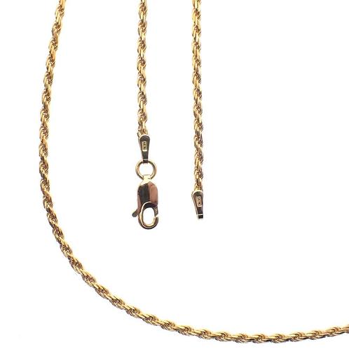 18 Krt. Gouden gedraaide schakel ketting | 70 cm, Sieraden, Tassen en Uiterlijk, Kettingen, Overige kleuren, Gebruikt, Goud, Ophalen of Verzenden