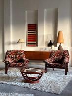 Fauteuil - Fluweel, Bamboe, Canvas - 2 fauteuils &, Antiek en Kunst