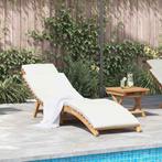 vidaXL Ligstoel met kussen Crèmewit 188 x 55 x 59 cm Massief, Tuin en Terras, Verzenden, Nieuw