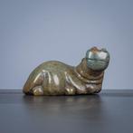 Beeldje - Nijlpaard - Serpentine steen, Antiek en Kunst