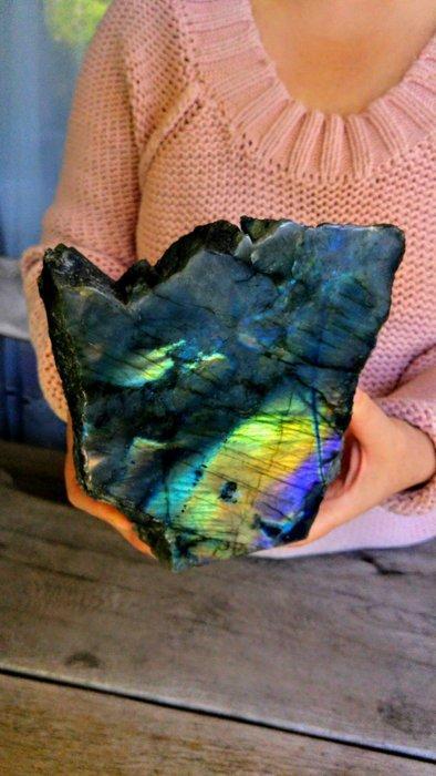 labradoriet Zeldzaam goud + turquoise + violet kleuren -, Antiek en Kunst, Curiosa en Brocante