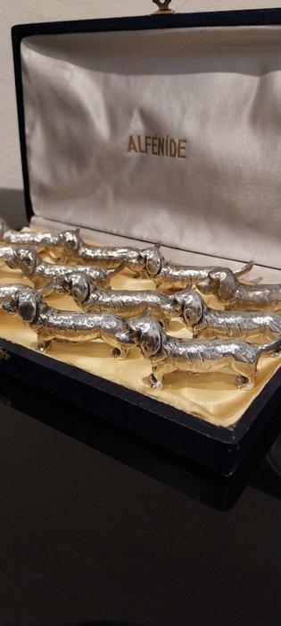 Messensteun (12) - teckels - zilveren metaal, Antiek en Kunst, Antiek | Meubels | Tafels