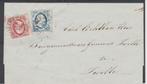 Nederland 1852/1864 - Nederland 1852 NVPH 1 + 2 op enveloppe, Gestempeld
