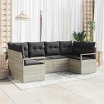 vidaXL Tuin Sofa Set met kussen met opslag 6 pcs Lichtgrijs, Tuin en Terras, Verzenden, Nieuw, Rotan