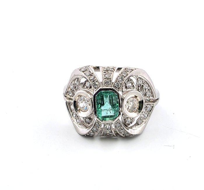 Ring Platina Smaragd - Diamant, Sieraden, Tassen en Uiterlijk, Ringen