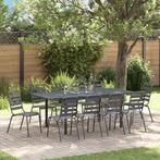vidaXL 11-delige tuin eettafelset antraciet staal, Tuin en Terras, Verzenden, Nieuw