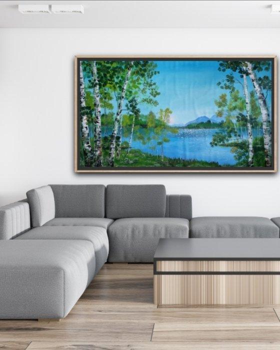 Alla Faber - Birch Reflections Nr. 6 - Silent Lake, XXL, Antiek en Kunst, Kunst | Schilderijen | Modern