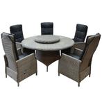 Empoli Riccione dining tuinset 150 cm 7-delig grijs, Tuin en Terras, Tuinsets en Loungesets, Ophalen of Verzenden, Nieuw, Wicker