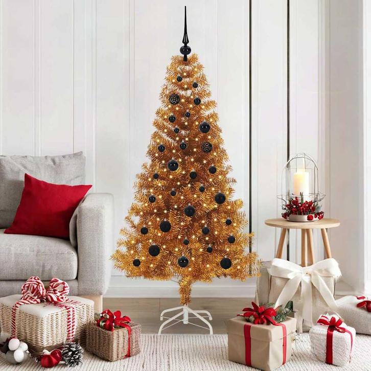 vidaXL Kerstboom met 150 LED met standaard Goud 150 cm PET, Diversen, Kerst, Nieuw, Verzenden