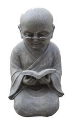 Boeddha Shaolin Monnik Met Boek 42 Cm Licht Grijs Fiberclay, Nieuw, Verzenden