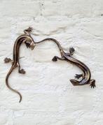 Beeldje - Salamanders aan de muur (2) - Brons, Antiek en Kunst, Curiosa en Brocante