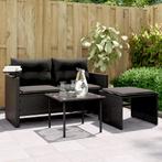 vidaXL 3-delige Loungeset met kussens poly rattan zwart, Verzenden, Nieuw, Rotan, Loungeset