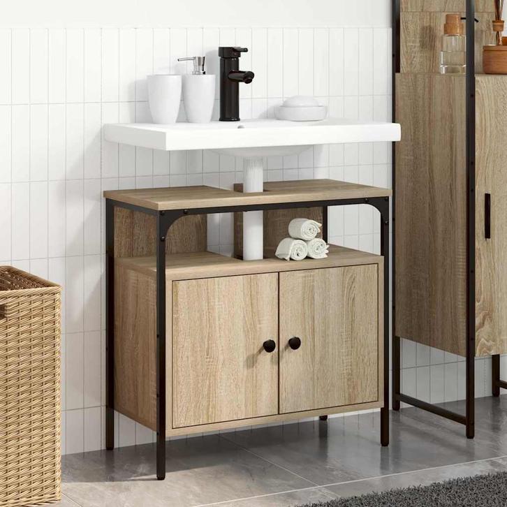 vidaXL Badkamertenk te kast Beige 60 x 30 x 60 cm Bewerkt, Huis en Inrichting, Tafels | Kaptafels, Nieuw, Verzenden