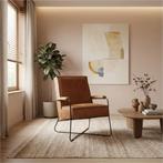 Leren fauteuil Hope - Vintage Cognac (cognac), Nieuw, Ophalen of Verzenden, Eigentijds, Industrieel, Modern, Scandinavisch, 50 tot 75 cm