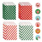 24st Kerst Kraft Papieren Zakjes Met Stickers Rood Groen, Huis en Inrichting, Nieuw, Ophalen of Verzenden