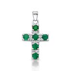 Hanger - 14 karaat Geel goud - 0.90ct. tw. Smaragd - Diamant