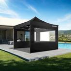 Opvouwbaar tuinpaviljoen 3x3m met 4 zijdelen - zwart, Verzenden, Nieuw