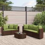 vidaXL 6-delige Loungeset met kussens poly rattan bruin, 6 zitplaatsen, Nieuw, Loungeset, Verzenden