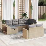 vidaXL 10-delige Loungeset met kussens poly rattan beige, Meer dan 8 zitplaatsen, Nieuw, Loungeset, Verzenden