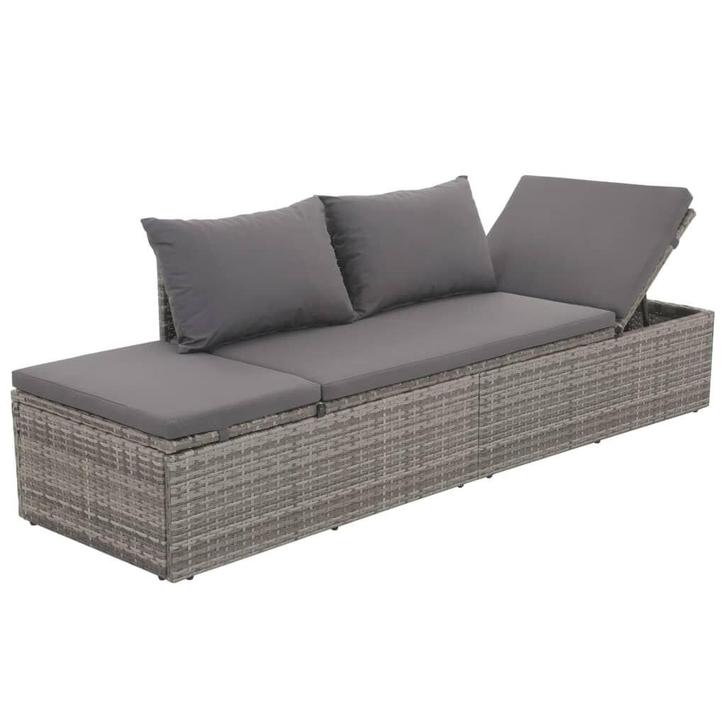 Grijs Rattan Loungebed - 71% Korting! - Retourdeal - Rela..., Tuin en Terras, Ligbedden, Verstelbaar, Nieuw, Rotan, Ophalen of Verzenden
