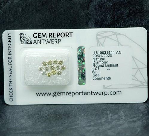 13 pcs Diamant (Natuurlijk) - 1.07 ct - P1, SI1 - Gem Report, Sieraden, Tassen en Uiterlijk, Edelstenen