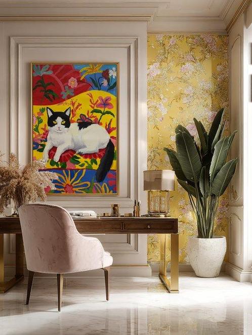E. García - EL GATO BLANCO XL (NO RESERVE), Antiek en Kunst, Kunst | Schilderijen | Modern