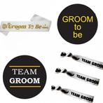 Groom to Be set wit, zwart en goudkleurig 22-delig, Kleding | Heren, Trouwkleding en Trouwaccessoires, Verzenden, Nieuw, Wit, Ivoor of Crème