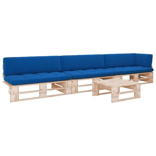 vidaXL 4-delige Loungeset pallet met kussens geïmpregneerd, Tuin en Terras, Tuinsets en Loungesets, Loungeset, Nieuw, Verzenden