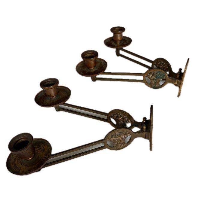 Kandelaar (2) - Messing, Koper - Piano, muur, Antiek en Kunst, Antiek | Overige Antiek