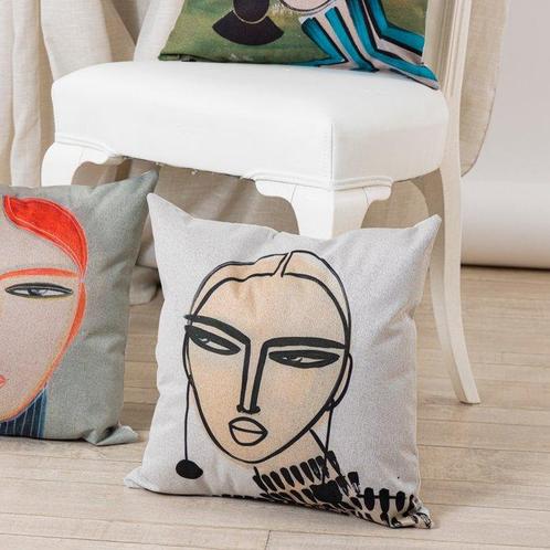 Set 3 kunstvrije tegels 45x45 – Abstracte gezichten –, Antiek en Kunst, Kunst | Designobjecten