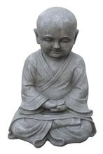 Boeddha Shaolin Monnik Hand Gevouwen 20X18X42 Cm Licht Grijs, Nieuw, Verzenden