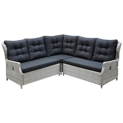 Ibiza hoek loungeset 3 delig verstelbaar wit grijs, Tuin en Terras, Tuinsets en Loungesets, Nieuw, Wicker, Ophalen of Verzenden