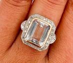 Ring Platina Aquamarijn - Diamant, Sieraden, Tassen en Uiterlijk, Ringen, Nieuw