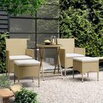 vidaXL 5-delige Bistroset poly rattan en gehard glas beige, Verzenden, Nieuw, Rotan
