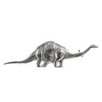 Zilveren broche van een Dinosaurus |  Langnek