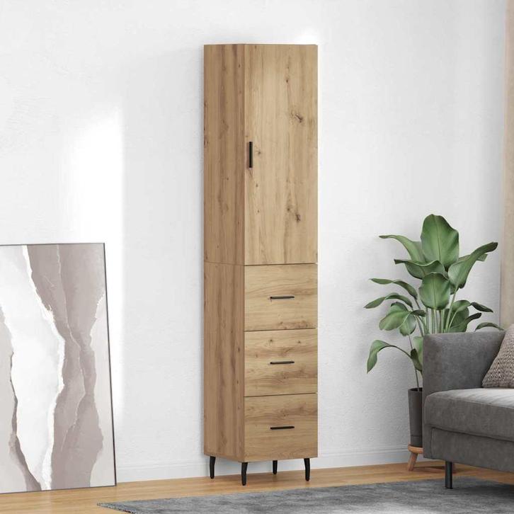 vidaXL Highboard Artisan Eiken 34,5 x 34 x 180 cm Bewerkt, Huis en Inrichting, Kasten | Buffetkasten, Nieuw, Minder dan 50 cm