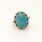 Ring - 18 karaat Geel goud Turquoise, Sieraden, Tassen en Uiterlijk, Ringen, Nieuw