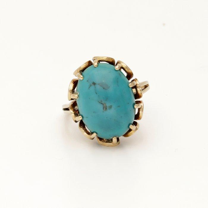 Ring - 18 karaat Geel goud Turquoise, Sieraden, Tassen en Uiterlijk, Ringen