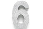 Zilver Tafeldecoratie Cijfer 6 Glitter 20,5cm, Hobby en Vrije tijd, Feestartikelen, Nieuw, Verzenden