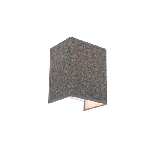 Moderne wandlamp jute grijs met stoffen kap - Vete, Huis en Inrichting, Lampen | Wandlampen, Nieuw, Overige materialen
