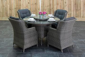 Rio Ronde Tafel 130 met 4 Darwin Dining Tuinstoelen Kobo Gre beschikbaar voor biedingen