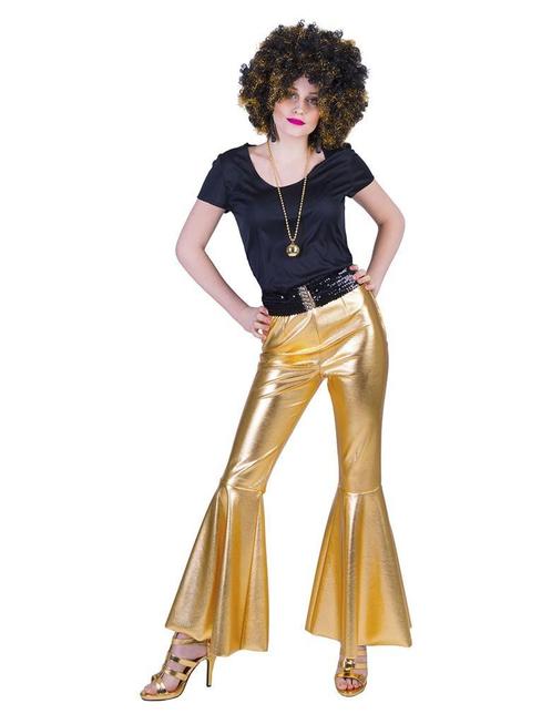 Disco Fever Flarepants Goud Dames, Kleding | Dames, Carnavalskleding en Feestkleding, Nieuw, Ophalen of Verzenden
