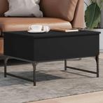 vidaXL Salontafel 70x50x40 cm bewerkt hout en metaal zwart, Verzenden, Nieuw, Metaal, 50 tot 100 cm