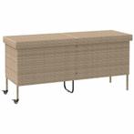 vidaXL Tuinbox met wielen 160x55x75 cm poly rattan beige, Verzenden, Nieuw