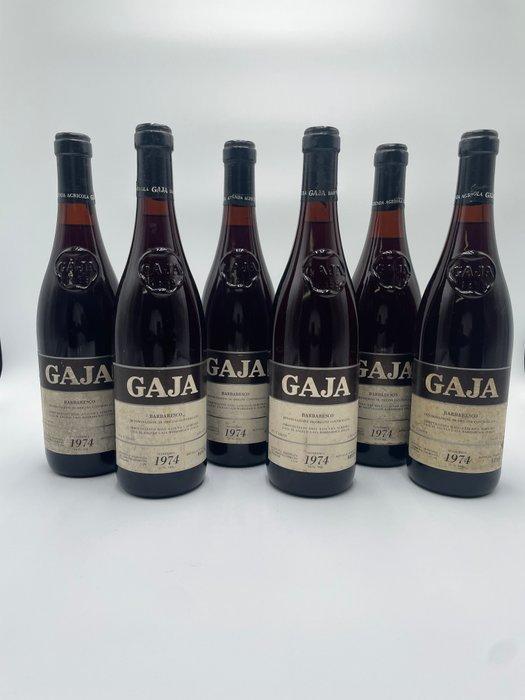 1974 Gaja - Barbaresco - 6 Flessen (0.75 liter), Verzamelen, Wijnen