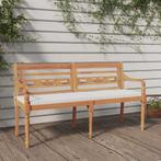 vidaXL Bankje Batavia met kussen 150 cm massief teakhout, Tuin en Terras, Verzenden, Nieuw, Teakhout