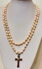 Lang halssnoer (124 cm) van natuurlijke roze parels met, Antiek en Kunst