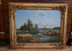 Ludwig Fischer (1825-1905) - Rivierlandschap met vee